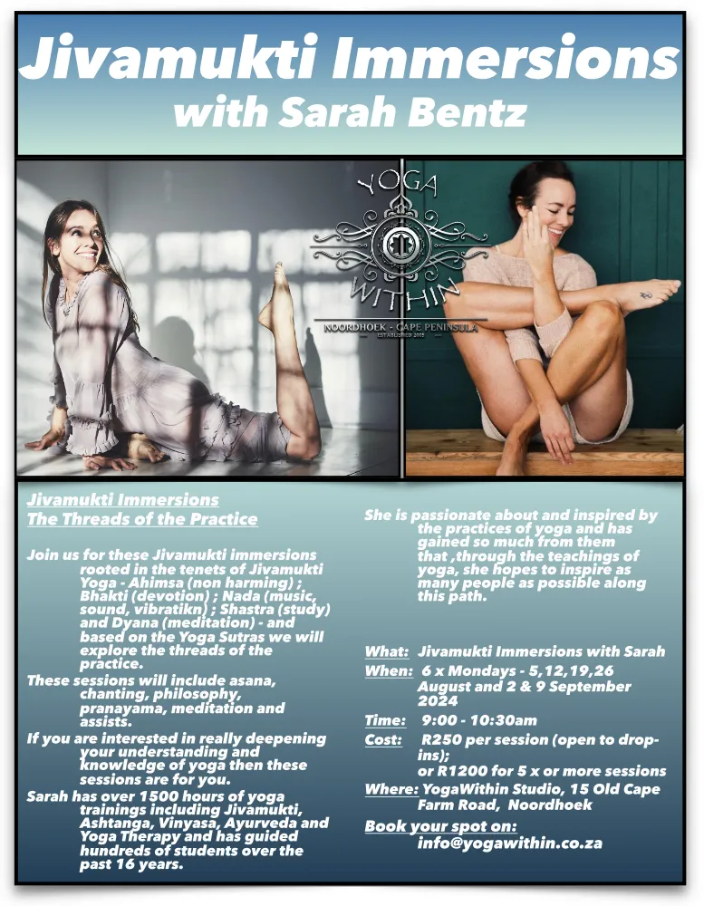 JIVAMUKTI IMMERSIONS - THE THREAD OF THE PRACTICE WITH SARAH BENTZ